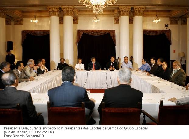 Presidente Lula, durante encontro com presidentes das Escolas de Samba do Grupo Especial.