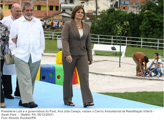 Presidente Lula e a governadora do Pará, Ana Júlia Carepa, visitam o Centro Ambulatorial de Reabilitação Infantil - Sarah Pará.