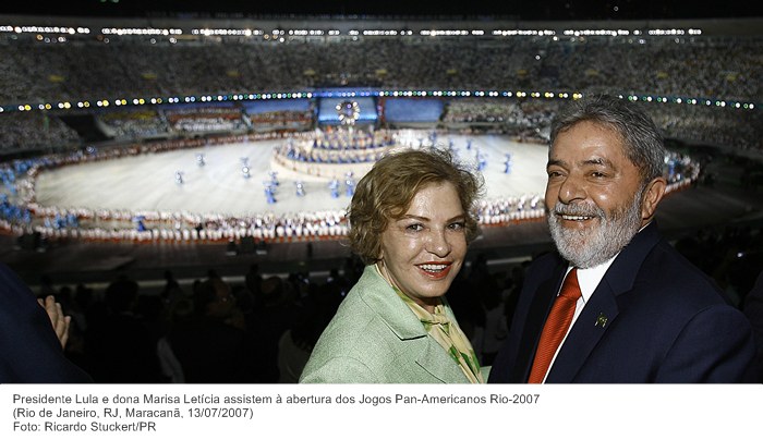Presidente Lula e dona Marisa Letícia durante a cerimônia de abertura dos Jogos Pan-Americanos Rio-2007.