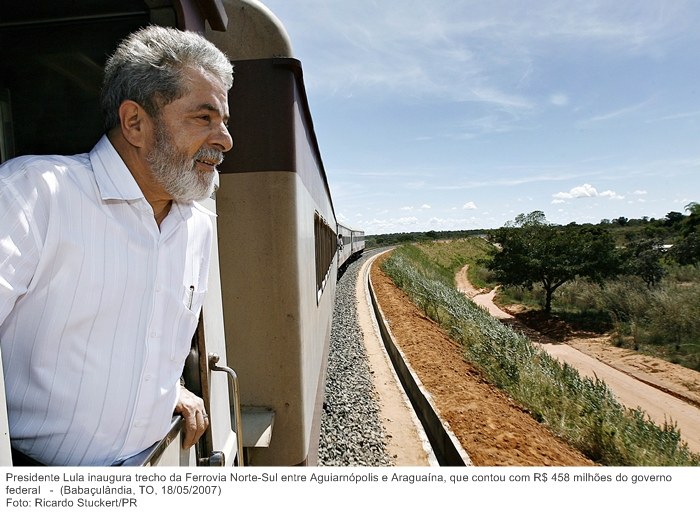 Presidente Lula inaugura trecho da Ferrovia Norte-Sul entre Aguiarnópolis e Araguaína, que contou com R$ 458 milhões do governo federal.