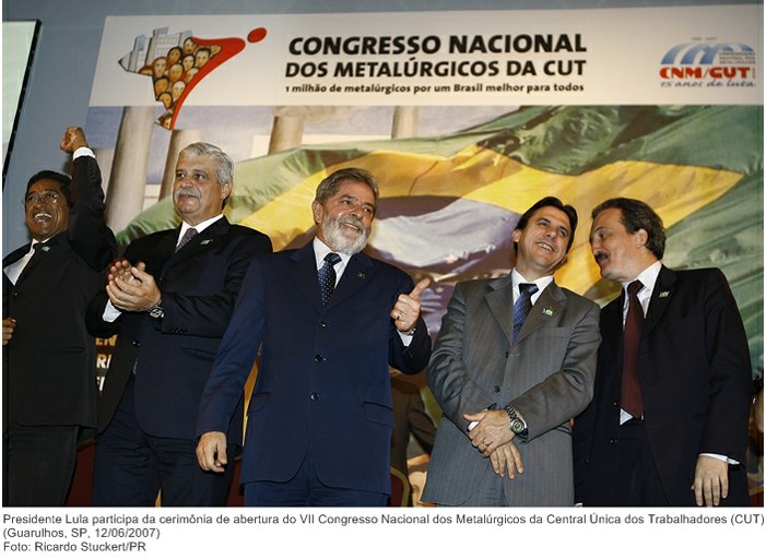 Presidente Lula participa da cerimônia de abertura do VII Congresso Nacional dos Metalúrgicos da Central Única dos Trabalhadores (CUT).