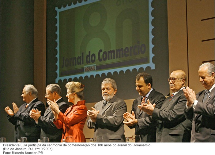 Presidente Lula participa da cerimônia de comemoração dos 180 anos do Jornal do Commercio.
