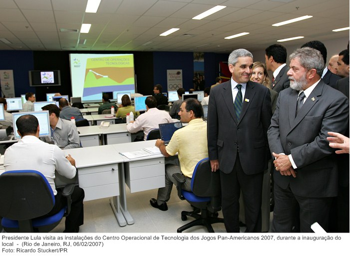 Presidente Lula visita as instalações do Centro Operacional de Tecnologia dos Jogos Pan-Americanos 2007, durante a inauguração do local.