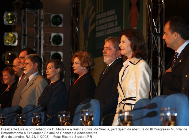 Presidente Lula acompanhado da D. Marisa e a Rainha Sílvia, da Suécia, participam da abertura do III Congresso Mundial de Enfrentamento à Exploração Sexual de Crianças e Adolescentes.