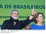 Presidente Lula, ao lado da ministra Dilma Rousseff, autoriza início de obras do PAC no estado de Minas Gerais, com obras de esgoto, pavimentação, moradias e urbanização.