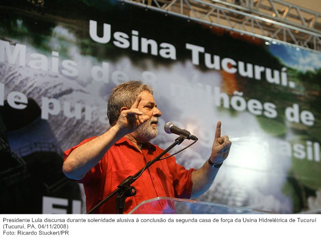 Presidente Lula discursa durante solenidade alusiva à conclusão da segunda casa de força da Usina Hidrelétrica de Tucuruí.