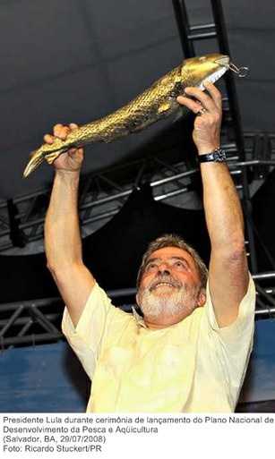 Presidente Lula durante cerimônia de lançamento do Plano Nacional de Desenvolvimento da Pesca e Aqüicultura (2).