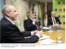 Presidente Lula durante reunião com o ministro da Fazenda, Guido Mantega e o presidente do Banco Central, Henrique Meirelles, em São Paulo.