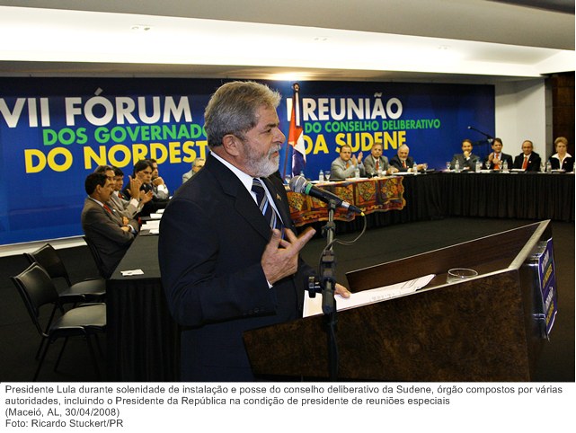 Presidente Lula durante solenidade de instalação e posse do conselho deliberativo da Sudene