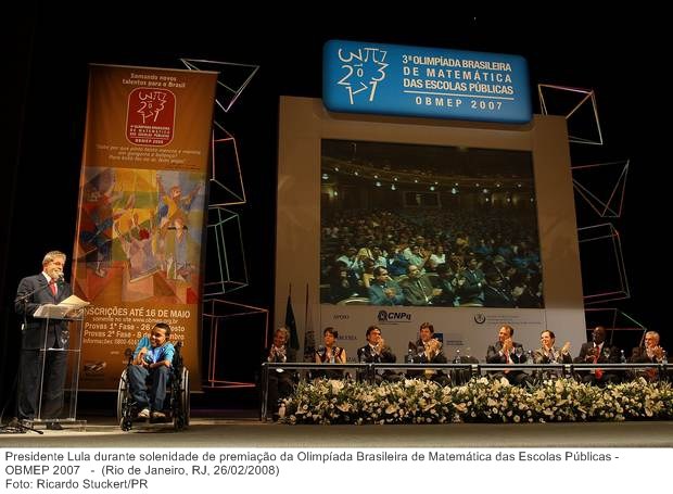 Presidente Lula durante solenidade de premiação da Olimpíada Brasileira de Matemática das Escolas Públicas - OBMEP 2007.