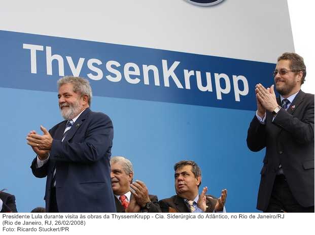 Presidente Lula durante visita às obras da ThyssemKrupp - Cia. Siderúrgica do Atlântico, no Rio de Janeiro-RJ.