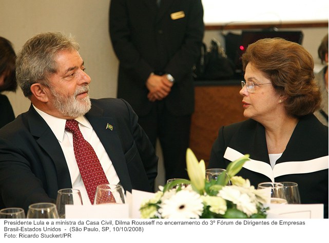 Presidente Lula e a ministra da Casa Civil, Dilma Rousseff no encerramento do 3º Fórum de Dirigentes de Empresas Brasil-Estados Unidos.