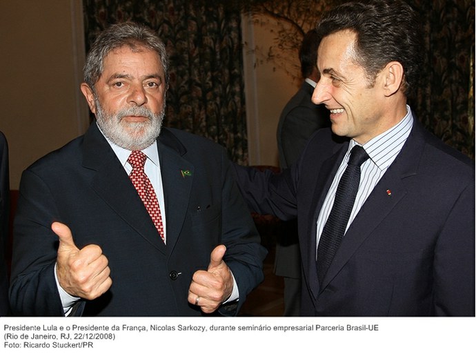 Presidente Lula e o Presidente da França, Nicolas Sarkozy, durante seminário empresarial Parceria Brasil-UE.
