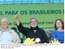 Presidente Lula, entre o vice-presidente José Alencar e a ministra Dilma Rousseff, autoriza início de obras do PAC.