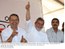 Presidente Lula, o governador Eduardo Campos e o prefeito de Recife, João Paulo Lima e Silva, durante cerimônia de inauguração da primeira etapa do Parque Dona Lindu.