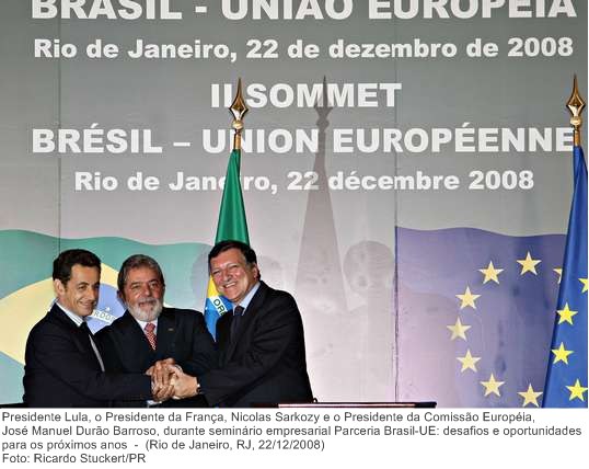 Presidente Lula, o Presidente da França, Nicolas Sarkozy e o Presidente da Comissão Européia, José Manuel Durão Barroso, durante seminário empresarial Parceria Brasil-UE (2).