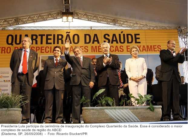 Presidente Lula participa da cerimônia de inauguração do Complexo Quarteirão da Saúde. Esse é considerado o maior complexo de saúde da região do ABCD.