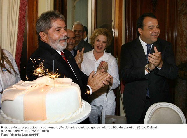 Presidente Lula participa da comemoração do aniversário do governador do Rio de Janeiro, Sérgio Cabral.
