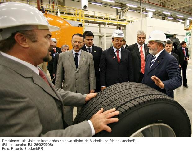 Presidente Lula visita as instalações da nova fábrica da Michelin, no Rio de Janeiro-RJ.