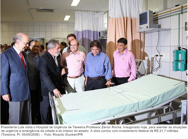Presidente Lula visita o Hospital de Urgência de Teresina Professor Zenon Rocha, inaugurado hoje, para atender às situações de urgência e emergência da cidade e do interior do estado.