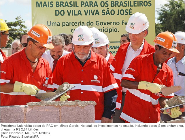 Presidente Lula visita obras do PAC em Minas Gerais. No total, os investimentos no estado, incluindo obras já em andamento, chegam a R$ 2,84 bilhões.