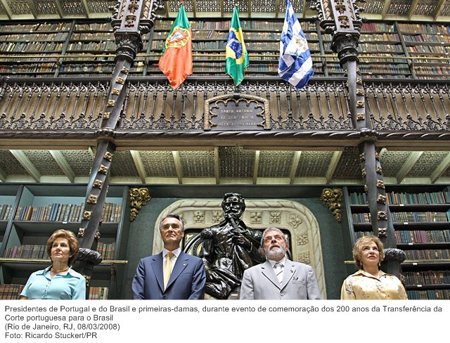 Presidentes de Portugal e do Brasil e primeiras-damas, durante evento de comemoração dos 200 anos da Transferência da Corte portuguesa para o Brasil (2).