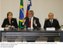 Presidente Lula, a Presidente do Chile, Michelle Bachelet, e o Presidente da Câmara dos Deputados, Michel Temer, durante encontro na sede da Fiesp