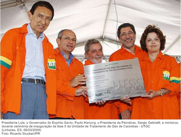 Presidente Lula durante cerimônia de inauguração da fase II da Unidade de Tratamento de Gás de Cacimbas - UTGC.