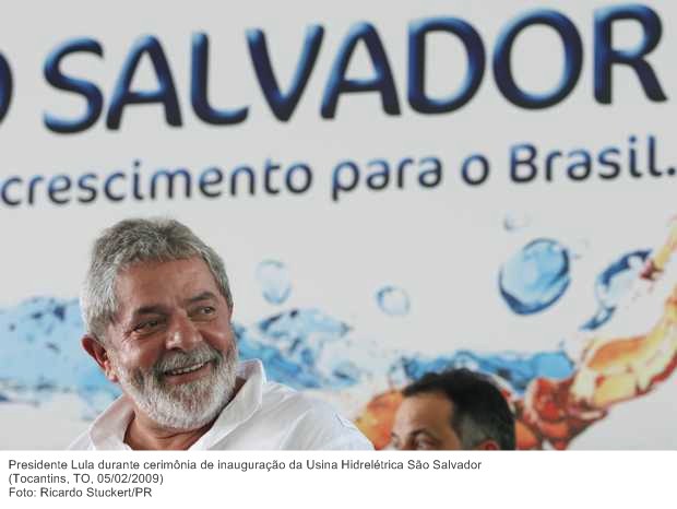 Presidente Lula durante cerimônia de inauguração da Usina Hidrelétrica São Salvador.