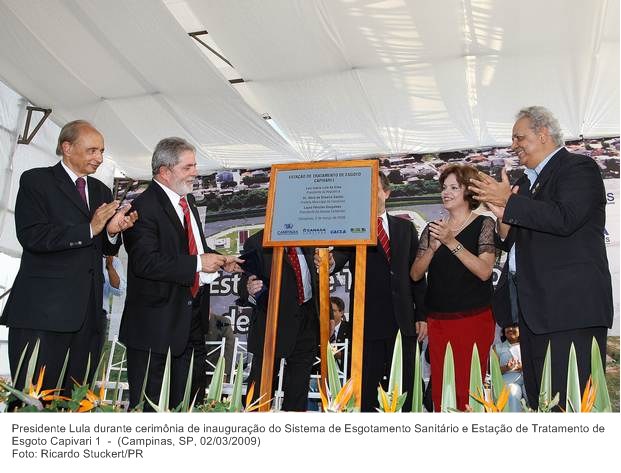Presidente Lula durante cerimônia de inauguração do Sistema de Esgotamento Sanitário e Estação de Tratamento de Esgoto Capivari 1 (2).