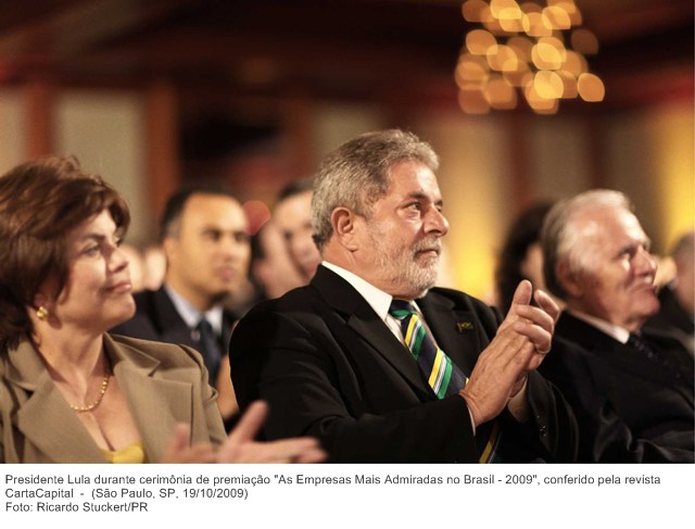 Presidente Lula durante cerimônia de premiação As Empresas Mais Admiradas no Brasil - 2009, conferido pela revista Carta Capital.