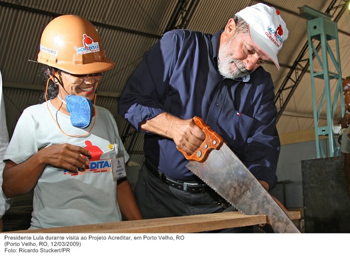 Presidente Lula durante visita ao Projeto Acreditar, em Porto Velho, RO.
