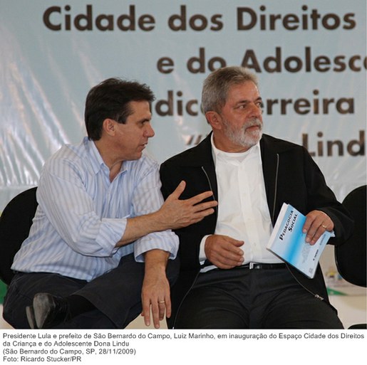 Presidente Lula e prefeito de São Bernardo do Campo, Luiz Marinho, em inauguração do Espaço Cidade dos Direitos da Criança e do Adolescente Dona Lindu (2).jpg