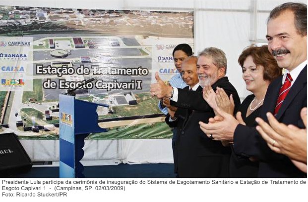 Presidente Lula participa da cerimônia de inauguração do Sistema de Esgotamento Sanitário e Estação de Tratamento de Esgoto Capivari 1.jpg