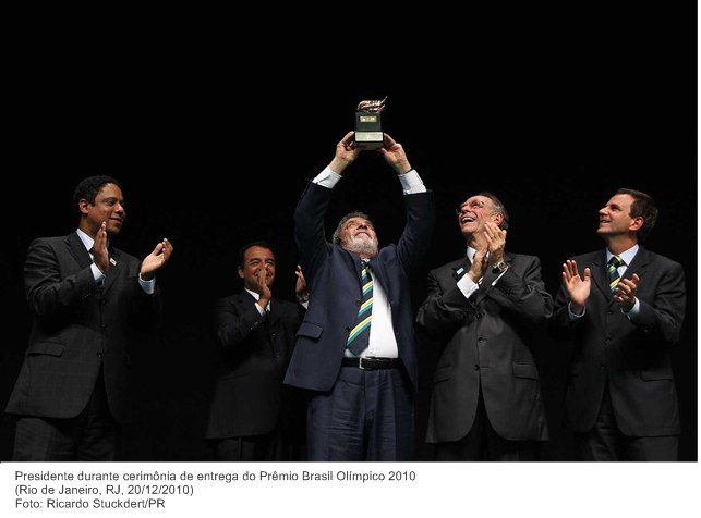 Presidente durante cerimônia de entrega do Prêmio Brasil Olímpico 2010.
