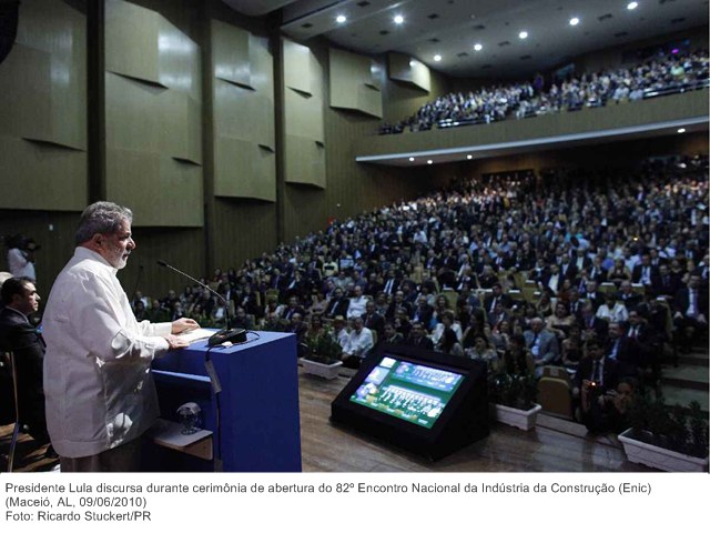 Presidente Lula discursa durante cerimônia de abertura do 82º Encontro Nacional da Indústria da Construção (Enic) 