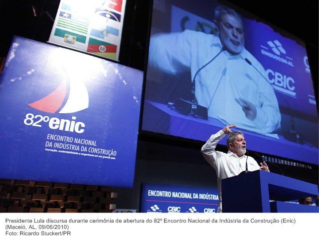 Presidente Lula discursa durante cerimônia de abertura do 82º Encontro Nacional da Indústria da Construção (Enic)