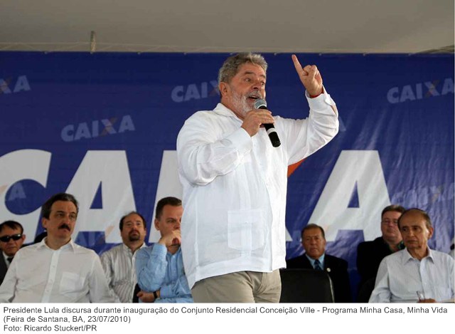 Presidente Lula discursa durante inauguração do Conjunto Residencial Conceição Ville - Programa Minha Casa, Minha Vida.