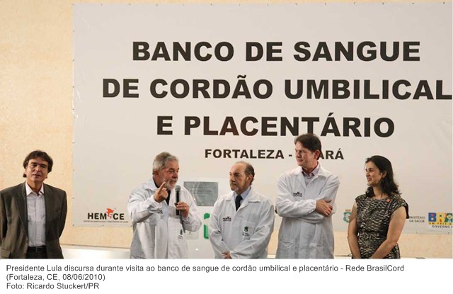 Presidente Lula discursa durante visita ao banco de sangue de cordão umbilical e placentário - Rede BrasilCord.