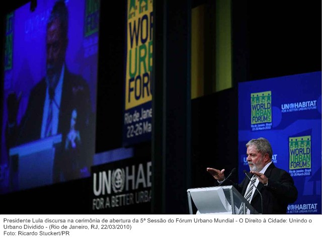 Presidente Lula discursa na cerimônia de abertura da 5ª Sessão do Fórum Urbano Mundial - O Direito à Cidade Unindo o Urbano Dividido (2).