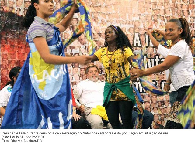 Presidente Lula durante cerimônia de celebração do Natal dos catadores e da população em situação de rua.