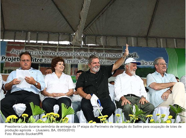 Presidente Lula durante cerimônia de entrega da 1ª etapa do Perímetro de Irrigação do Salitre para ocupação de lotes de produção agrícola.
