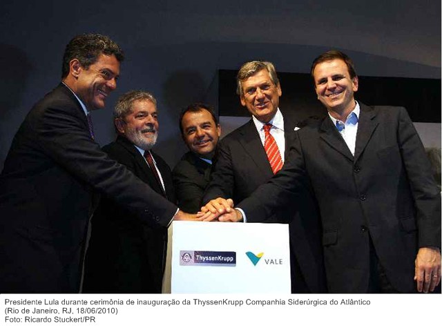 Presidente Lula durante cerimônia de inauguração da ThyssenKrupp Companhia Siderúrgica do Atlântico.