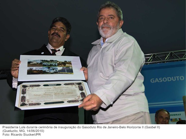 Presidente Lula durante cerimônia de inauguração do Gasoduto Rio de Janeiro-Belo Horizonte II (Gasbel II).