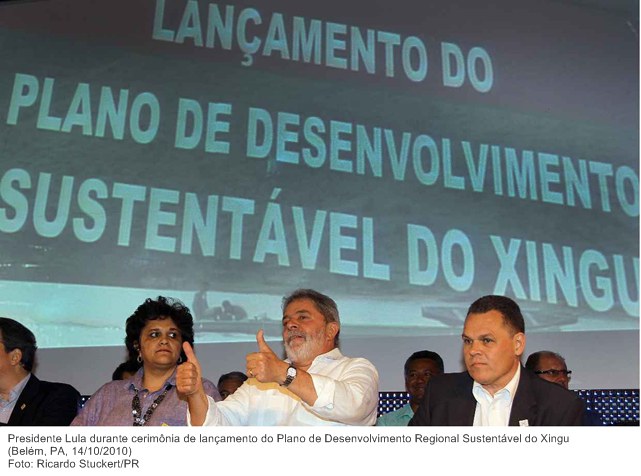 Presidente Lula durante cerimônia de lançamento do Plano de Desenvolvimento Regional Sustentável do Xingu.