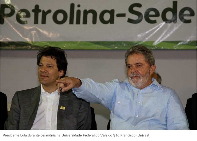 Presidente Lula durante cerimônia na Universidade Federal do Vale do São Francisco (Univasf).