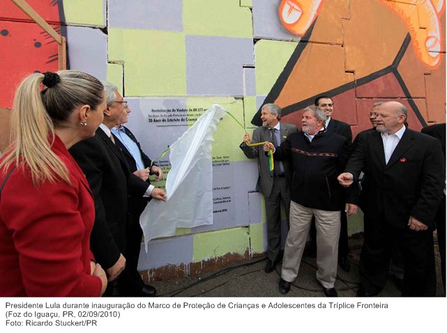 Presidente Lula durante inauguração do Marco de Proteção de Crianças e Adolescentes da Tríplice Fronteira.