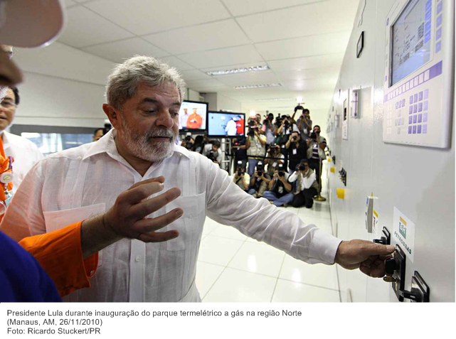 Presidente Lula durante inauguração do parque termelétrico a gás na região Norte