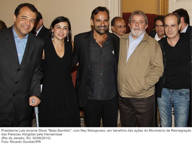 Presidente Lula durante Show Beijo Bandido, com Ney Matogrosso, em benefício das ações do Movimento de Reintegração das Pessoas Atingidas pela Hanseníase.