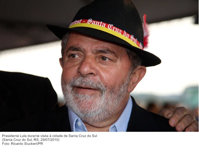 Presidente Lula durante visita à cidade de Santa Cruz do Sul.